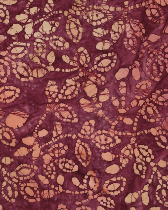 Coton Batik Motif Floral Aubergine - Mercerine