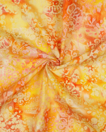 Viscose Batik Jaune Soleil Motif Floral - Mercerine