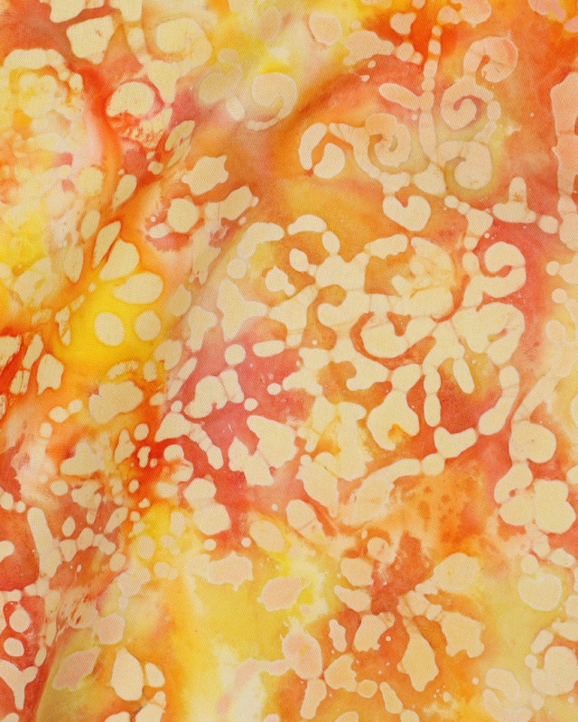 Viscose Batik Jaune Soleil Motif Floral - Mercerine