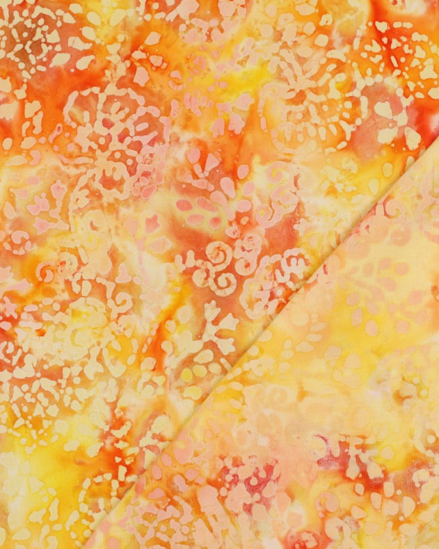 Viscose Batik Jaune Soleil Motif Floral - Mercerine