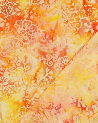Viscose Batik Jaune Soleil Motif Floral - Mercerine