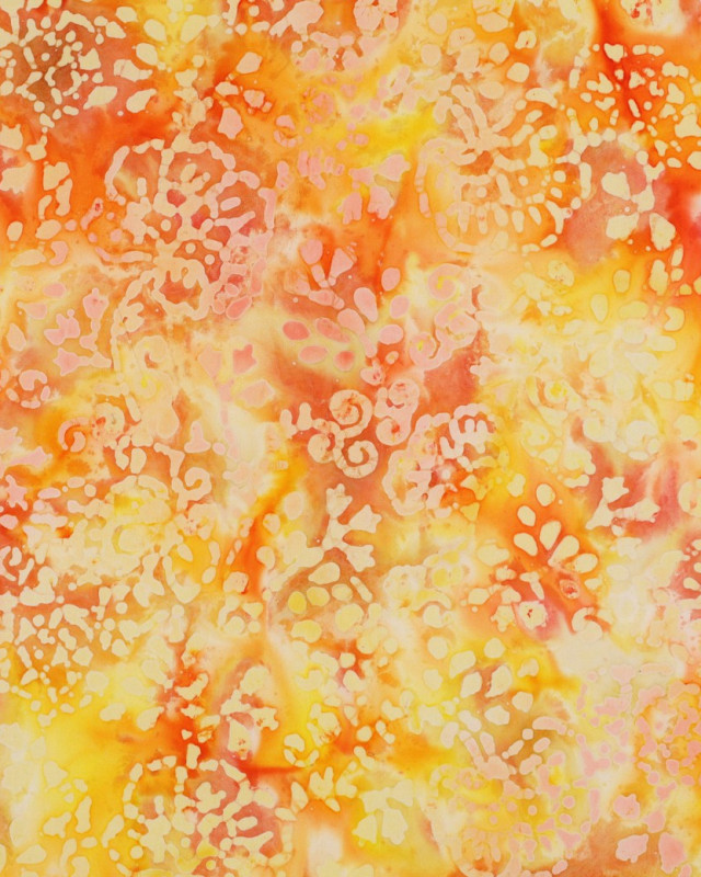 Viscose Batik Jaune Soleil Motif Floral - Mercerine