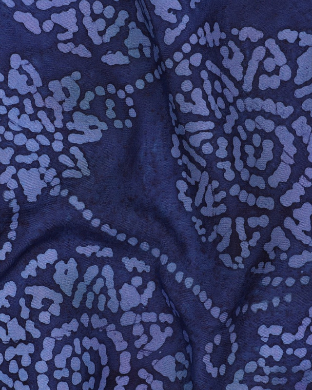 Viscose Batik Bleu Marine Motif Ethnique Floral Bleu - Mercerine