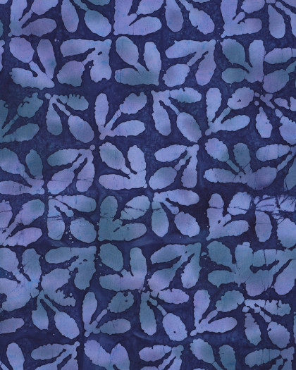 Viscose Batik Bleu Marine Motif Feuillage Bleu - Mercerine