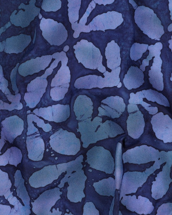 Viscose Batik Bleu Marine Motif Feuillage Bleu - Mercerine
