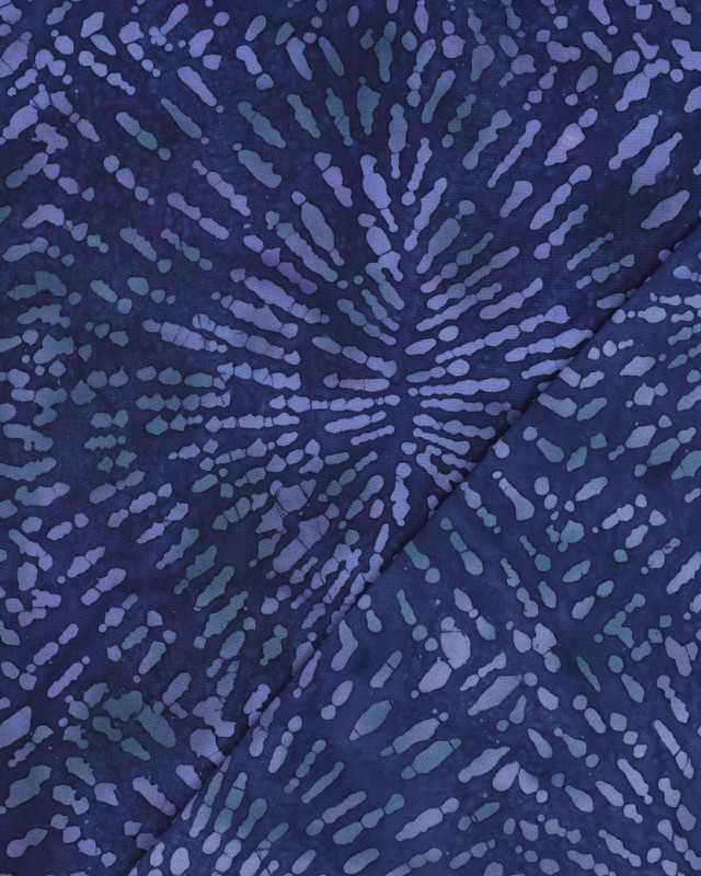 Viscose Batik Bleu Marine Motif Ethnique Bleu - Mercerine