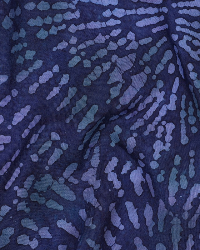 Viscose Batik Bleu Marine Motif Ethnique Bleu - Mercerine
