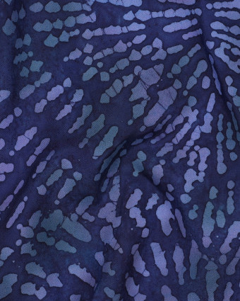 Viscose Batik Bleu Marine Motif Ethnique Bleu - Mercerine