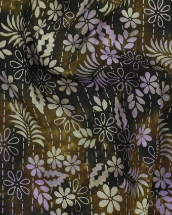 Viscose Batik Motif Fleuri Vert Kaki - Mercerine