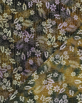 Viscose Batik Motif Fleuri Vert Kaki - Mercerine