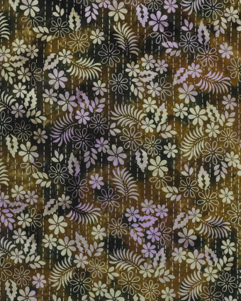 Viscose Batik Motif Fleuri Vert Kaki - Mercerine