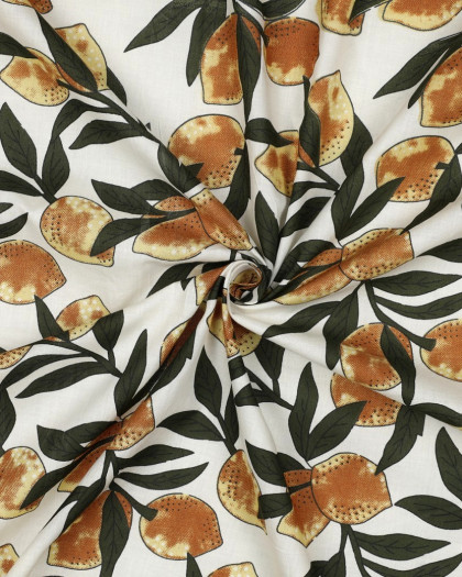Tissu Indien Coton Bock Print Motif Citron - Mercerine