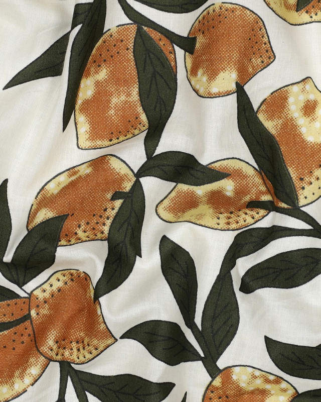 Tissu Coton Block Print Motif Citron - Mercerine