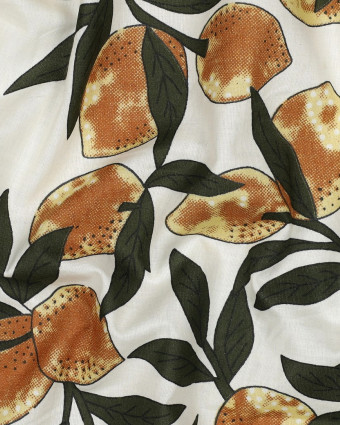 Tissu Coton Block Print Motif Citron - Mercerine
