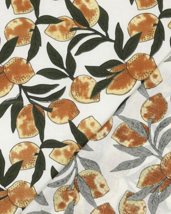 Tissu Coton Block Print Motif Citron - Mercerine