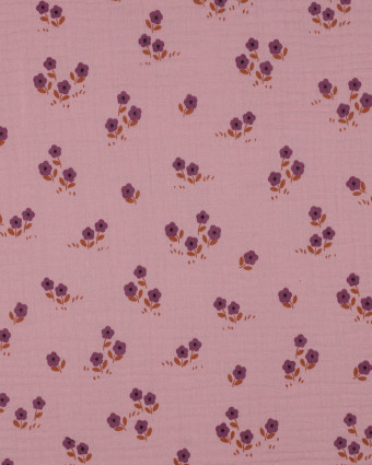 Tissu Double Gaze Mauve Petites Fleurs - Mercerine