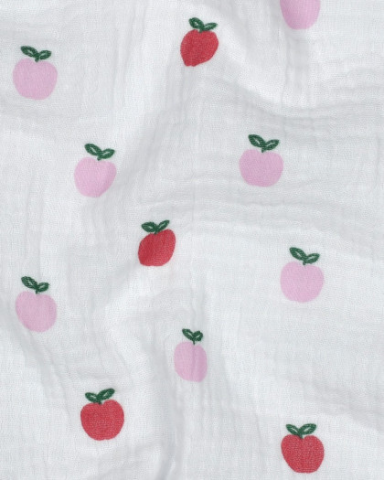 Double Gaze Blanche Petites Pommes - Mercerine