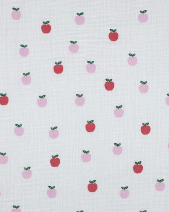 Double Gaze Blanche Petites Pommes - Mercerine