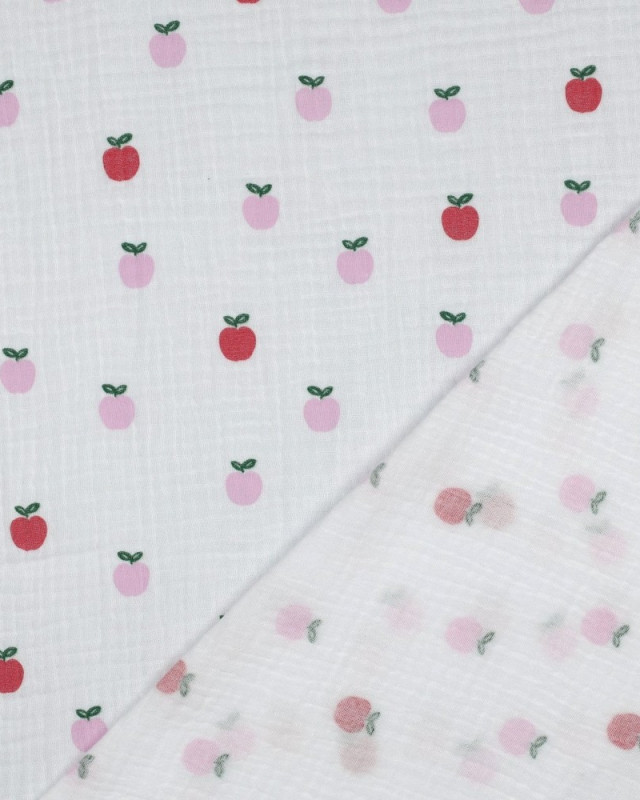 Double Gaze Blanche Petites Pommes - Mercerine