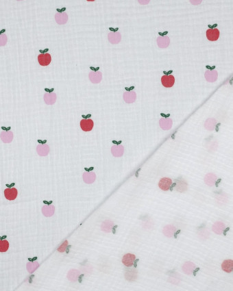 Double Gaze Blanche Petites Pommes - Mercerine