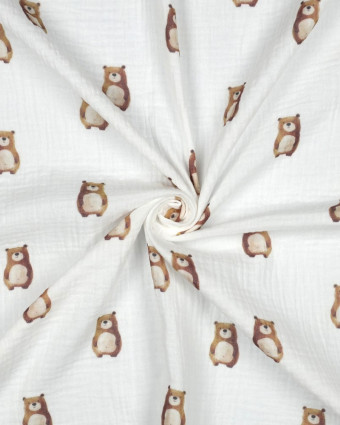 Double Gaze Blanche Petit Ours - Mercerine