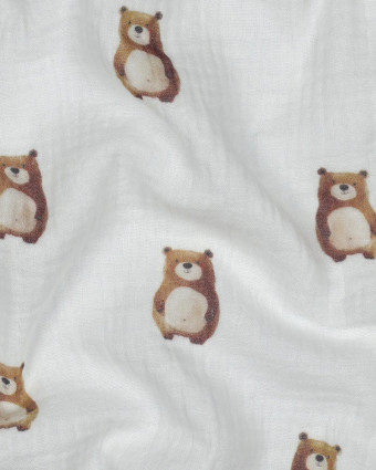 Double Gaze Blanche Petit Ours - Mercerine