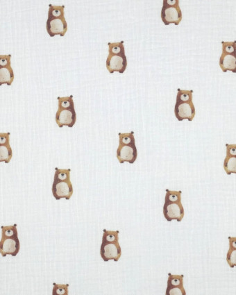 Double Gaze Blanche Petit Ours - Mercerine