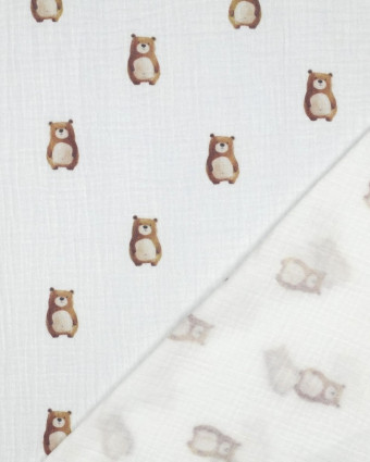 Double Gaze Blanche Petit Ours - Mercerine