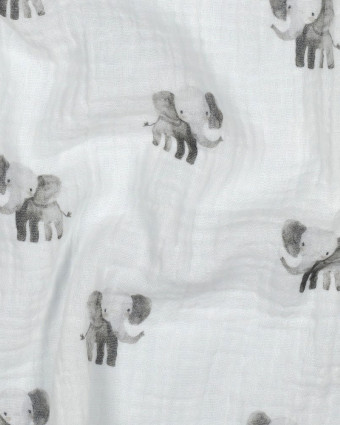 Double Gaze Blanche Petit Elephant - Mercerine
