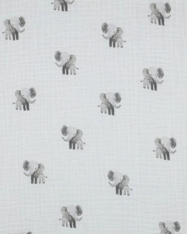 Double Gaze Blanche Petit Elephant - Mercerine