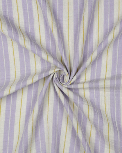 Tissu Double Gaze Rayures Lilas - Mercerine