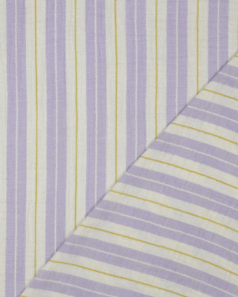 Tissu Double Gaze Rayures Lilas - Mercerine