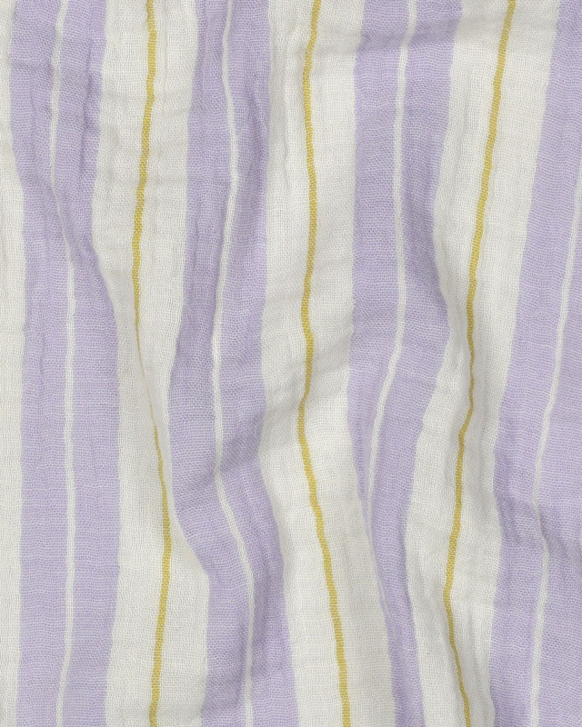 Tissu Double Gaze Rayures Lilas - Mercerine