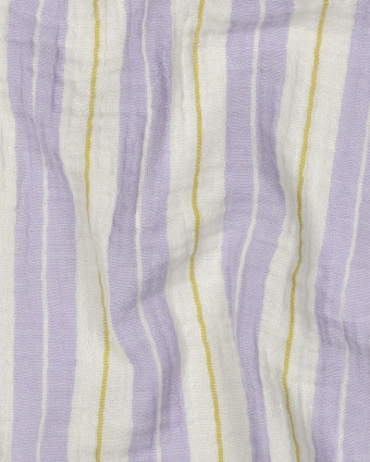 Tissu Double Gaze Rayures Lilas - Mercerine