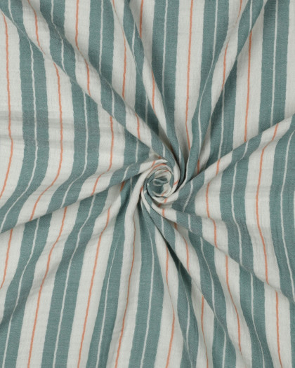 Tissu Double Gaze Rayures Vert Bouteille - Mercerine