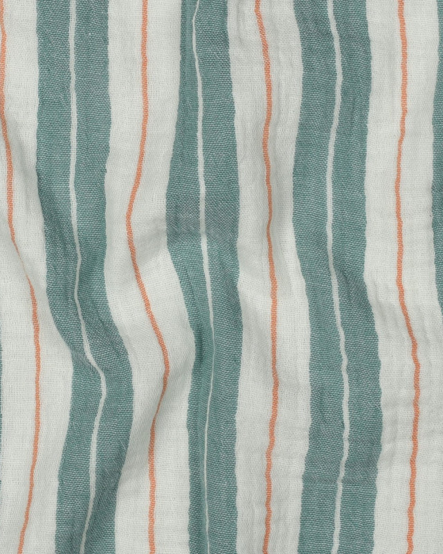 Tissu Double Gaze Rayures Vert Bouteille - Mercerine