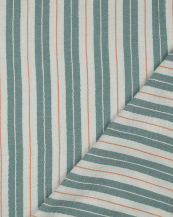 Tissu Double Gaze Rayures Vert Bouteille - Mercerine