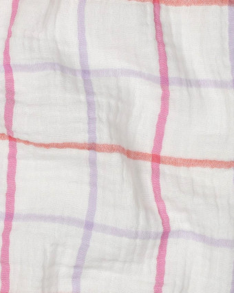 Tissu Double Gaze à Carreaux Roses et Lilas - Mercerine
