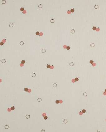 Popeline de Coton  Petites Pommes Roses Fond Naturel - Mercerine