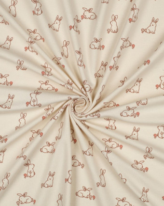 Tissu Jersey Gots Petit Lapinou Fond Naturel - Mercerine