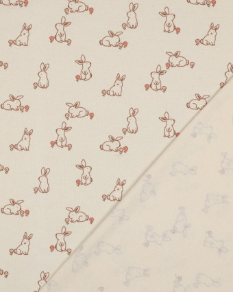 Tissu Jersey  Petit Lapinou Fond Naturel - Mercerine