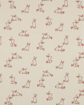 Tissu Jersey  Petit Lapinou Fond Naturel - Mercerine