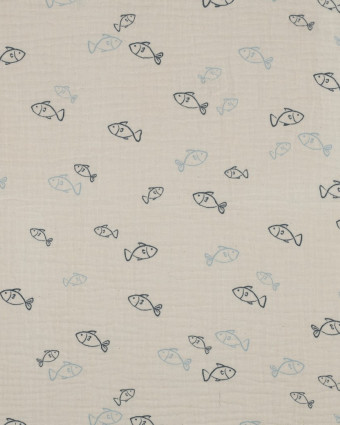 Double Gaze  Poisson Bleu Fond Naturel - Mercerine