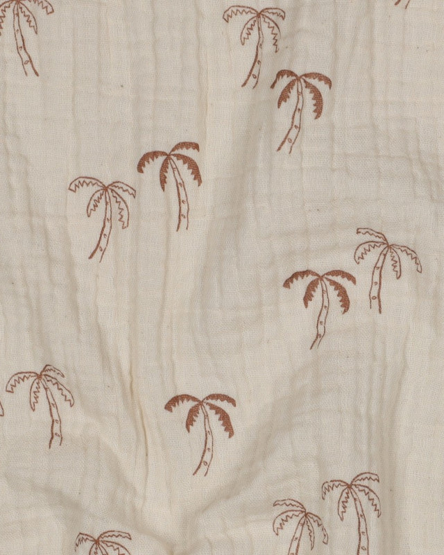 Double Gaze  Petits Palmiers Fond Naturel - Mercerine