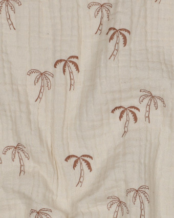 Double Gaze  Petits Palmiers Fond Naturel - Mercerine