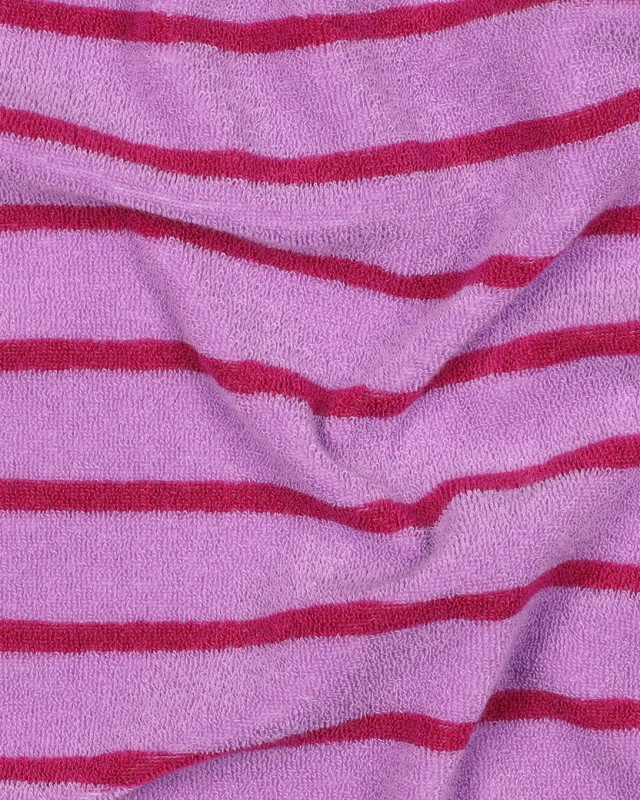 Jersey Mini Eponge à Rayures Mauve et Framboise - Mercerine