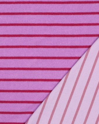 Jersey Mini Eponge à Rayures Mauve et Framboise - Mercerine