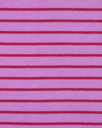 Jersey Mini Eponge à Rayures Mauve et Framboise - Mercerine