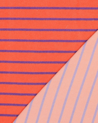 Jersey Mini Eponge à Rayures Orange et Violet - Mercerine