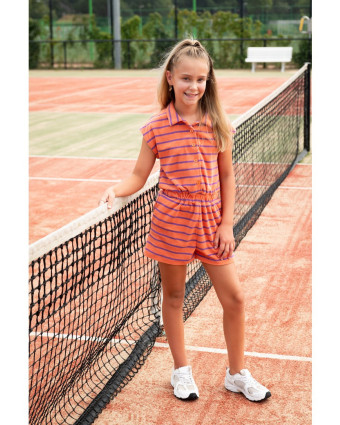 Jersey Mini Eponge à Rayures Orange et Violet - Mercerine